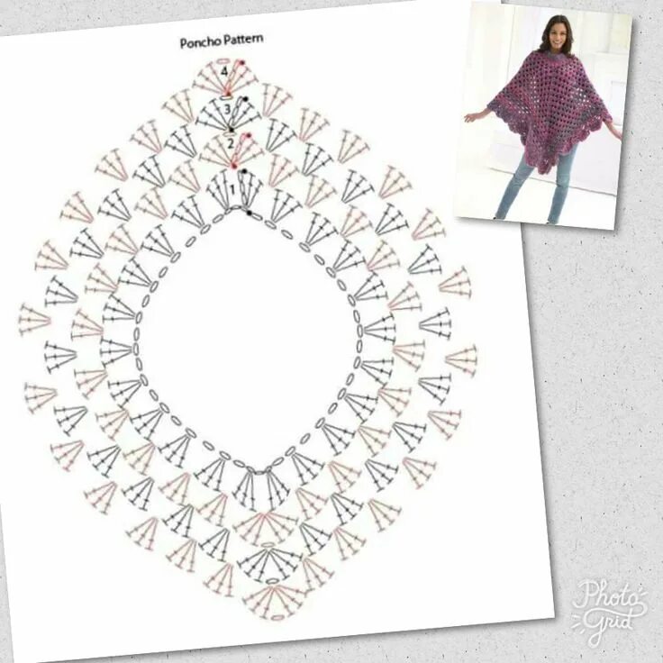 Пончо женское крючком для начинающих пошагово схемы Pin on شال Crochet poncho patterns, Crochet patterns, Crochet poncho