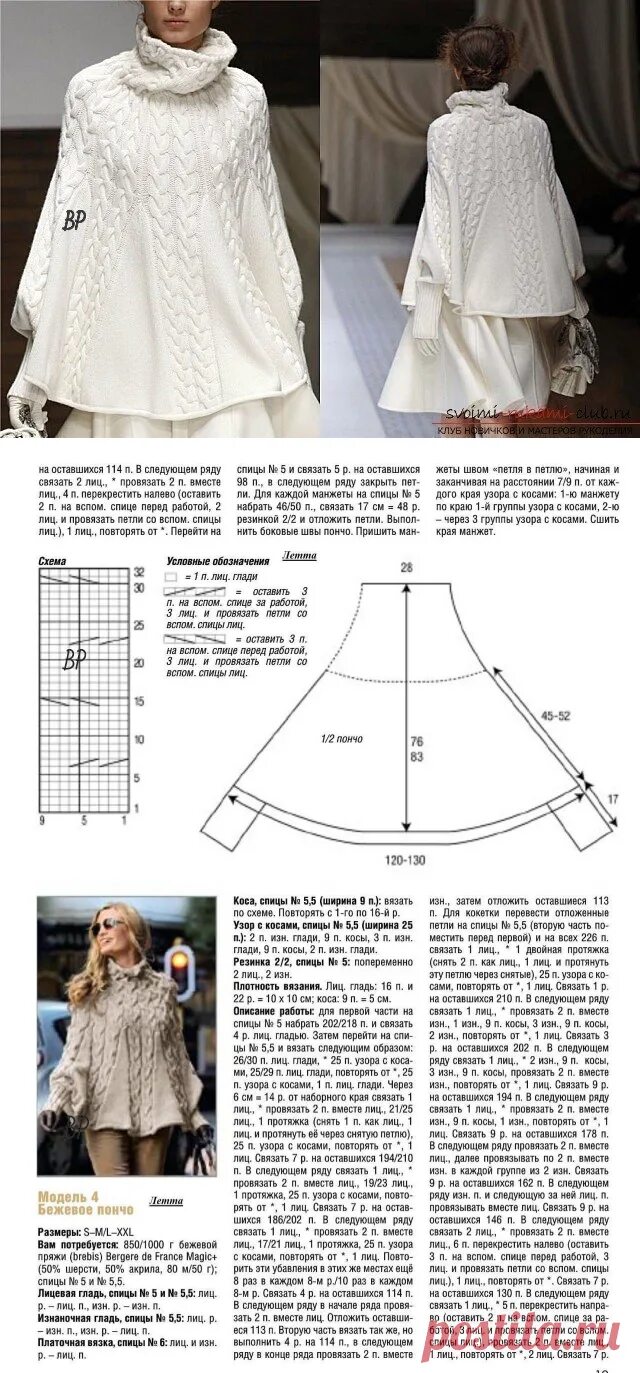 Пончо женское связать спицами схемы и описание Красивое пончо спицами вязание,шитье Постила