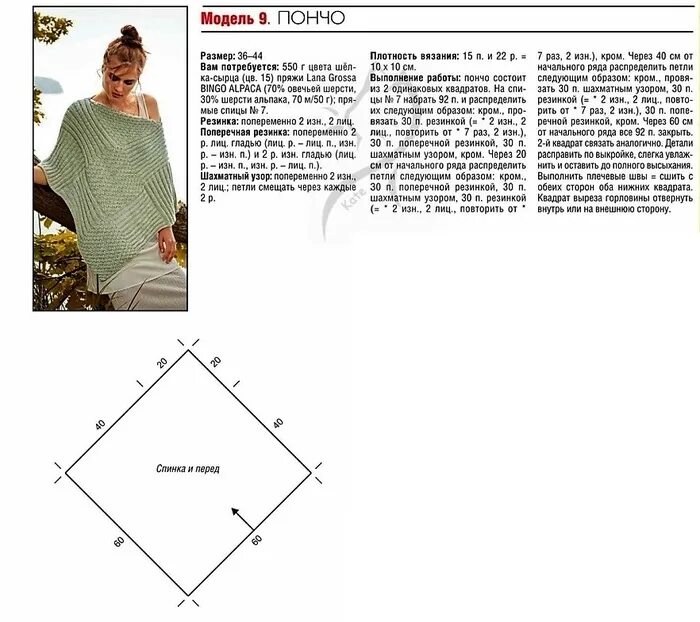 Пончо женское связать спицами схемы и описание Пончо из двух прямоугольников спицами схемы - Фотоподборки 1