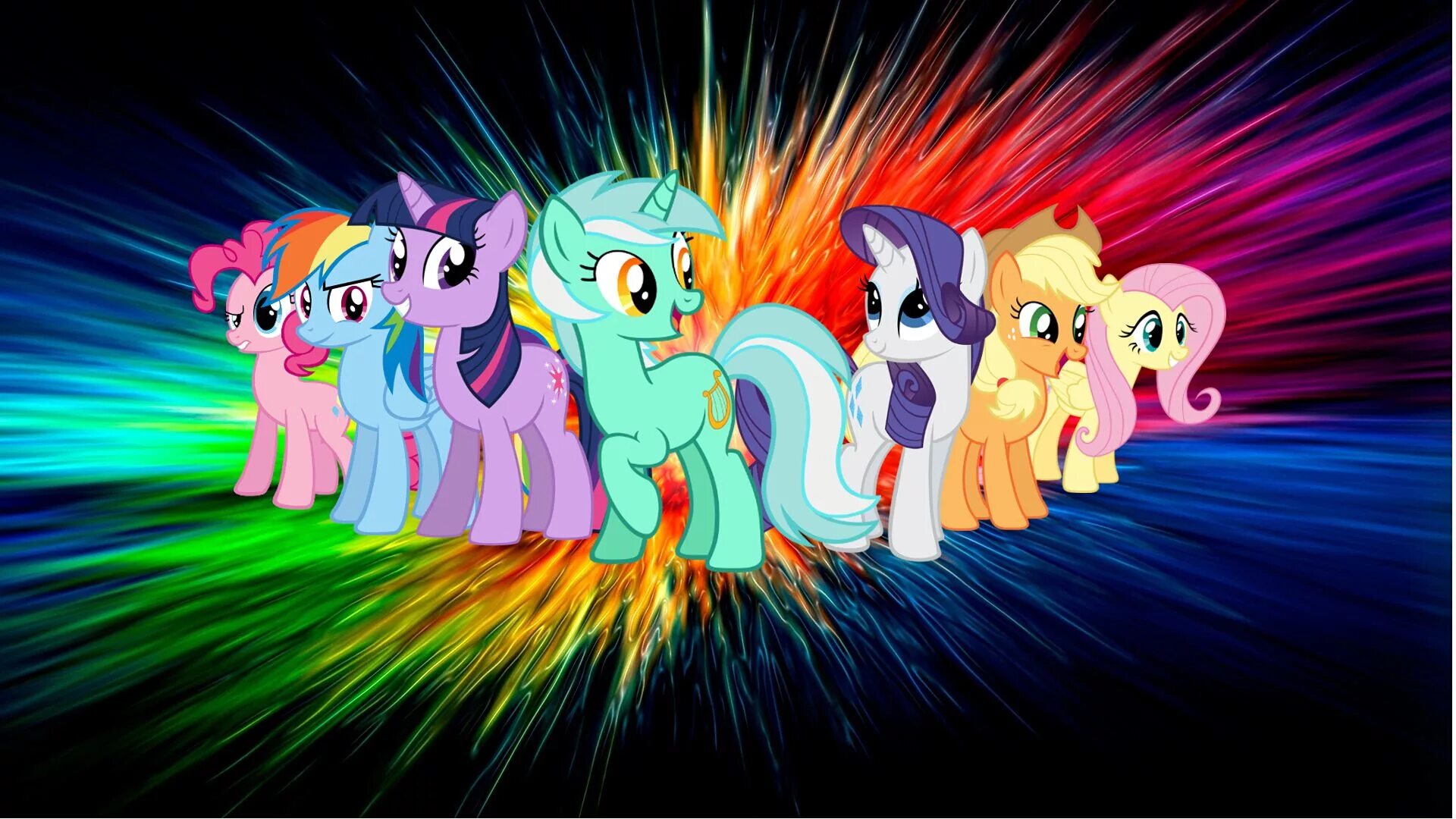 Пони фото май литл пони мультики MLP Pinkie Pie, Rainbow Dash, Twilight Sparkle, Lyra, Rarity, Applejack and Flut