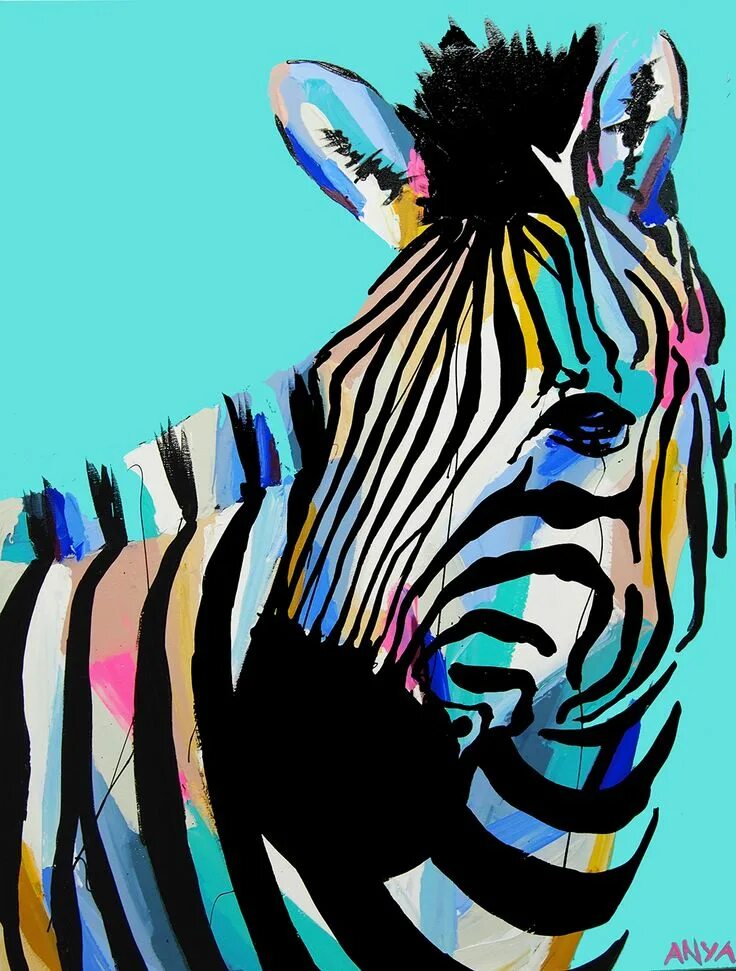 Поп арт картинки животных By Anya Brock Zebra art, Animal art, Canvas prints