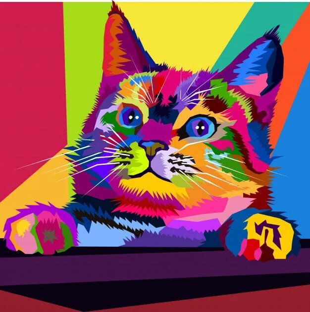 Поп арт картинки животных Premium Vector Colorful kitten pop art portrait Pop art cat, Pop art, Pop art po