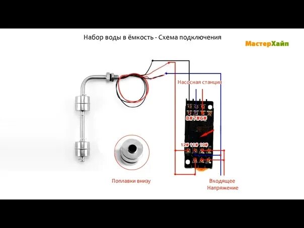 Поплавковый датчик схема подключения Здравствуйте. Помогите пожалуйста разобраться. Есть задача, недопустить затоплен