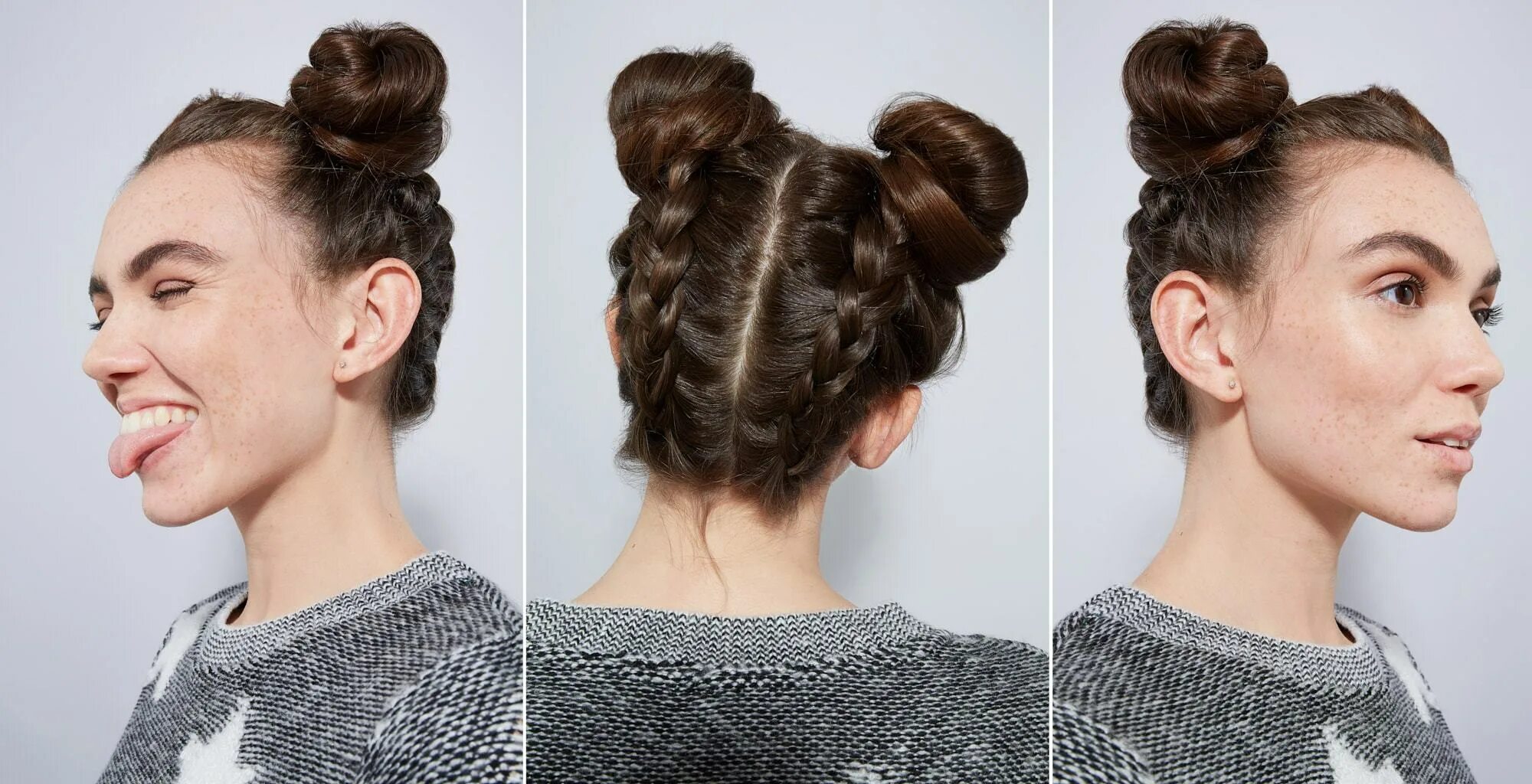 Поправить прическу на фото Double Braid Bun: Up Your Braid Game with this Easy Style All Things Hair US