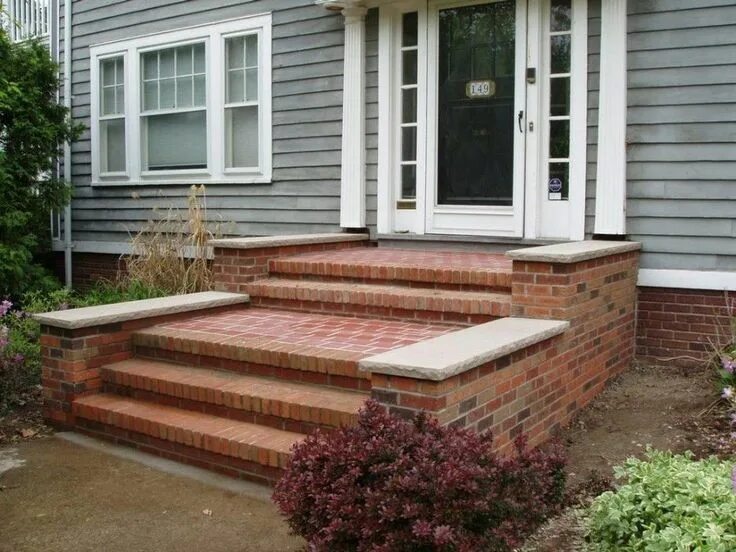 Порог частного дома фото Pin on Driveway Front porch steps, Brick steps, Porch steps