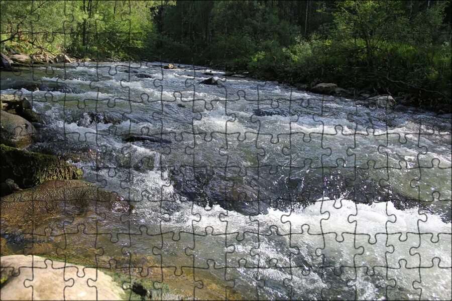 Пороги на реке фото Магнитный пазл 27x18см."Вода, река, горная река" на холодильник - купить с доста