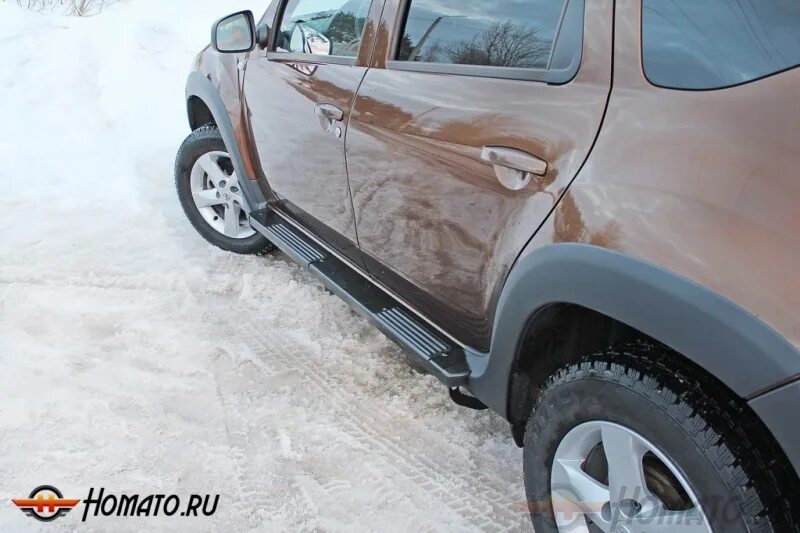 Пороги рено дастер фото Пороги металлические для Renault Duster Цвет: черный муар вариант 1 в интернет м