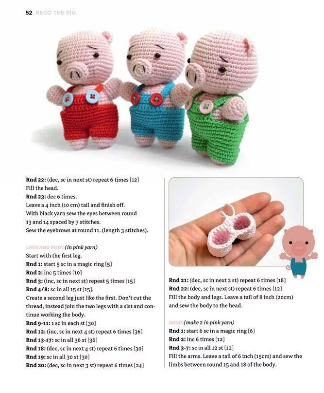 Поросенок связанный крючком схема Best 10 Photo Crochet pig, Crochet bear, Crochet doll pattern