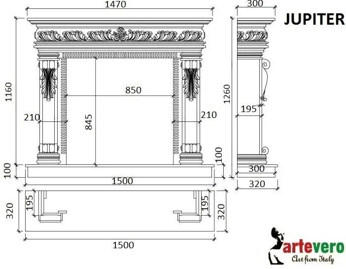 Портал для электрокамина своими руками чертежи Камин ArteVero Jupiter встроенный дровяной, цена, купить в Москве - интернет-маг