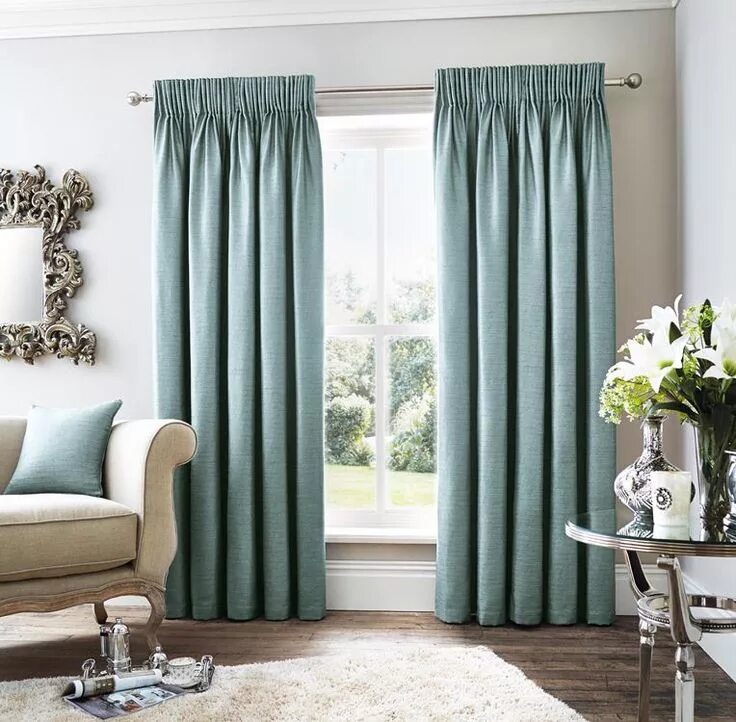 Портьеры в интерьере фото Rimini Teal Ready Made Curtains Curtains, Lined curtains, Pleated curtains