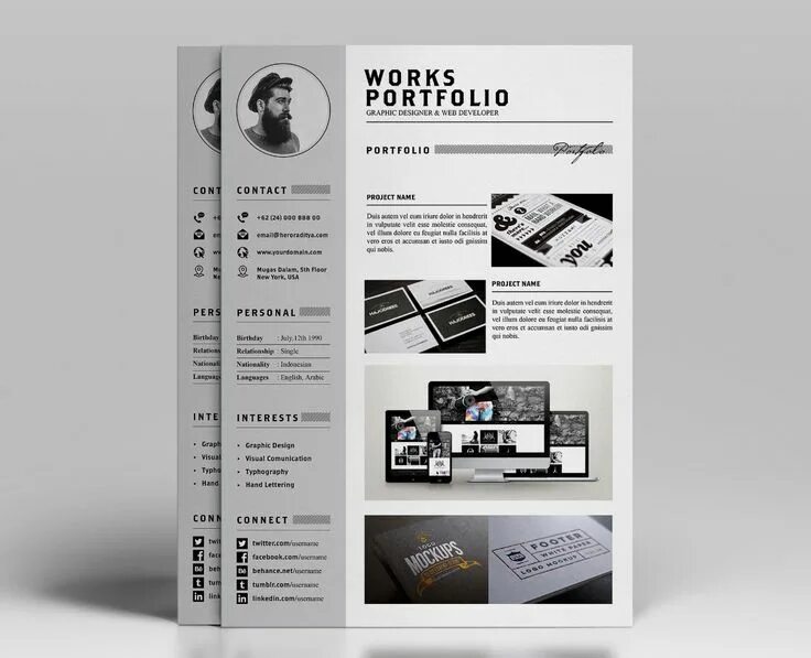 Портфолио дизайнера интерьера шаблон Resume & Portfolio Template - YA Portfolio templates, Career portfolio template,