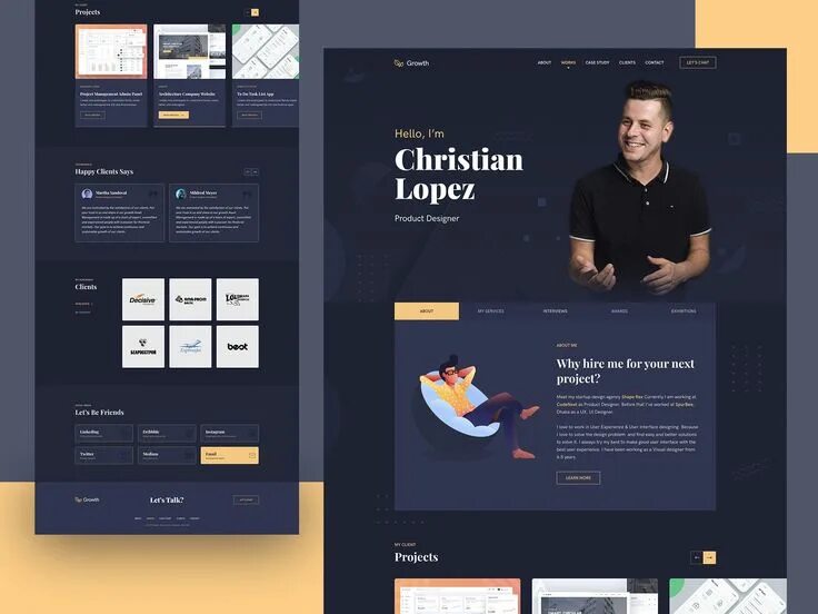 Портфолио студии дизайна Growth - Personal Portfolio Theme Portfolio website design, Web design, Personal