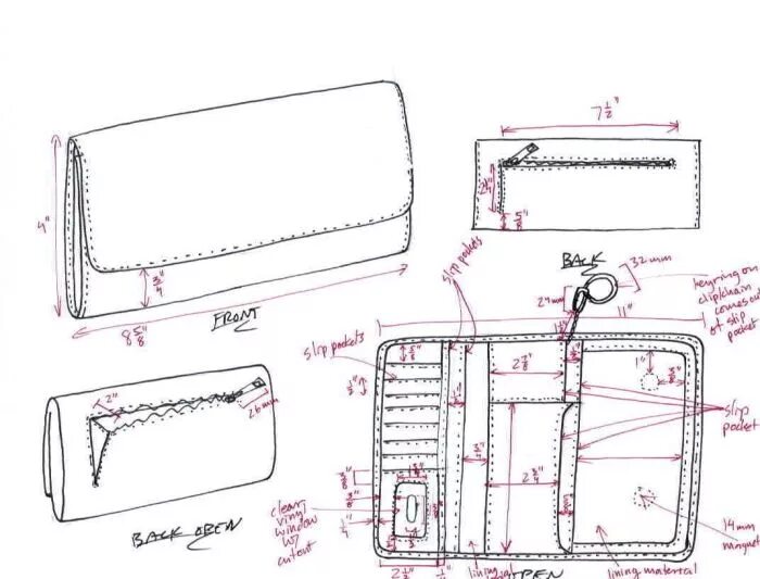 Портмоне мужское выкройка CADs of bags and wallets that were put into production Leather medicine bag, Lea