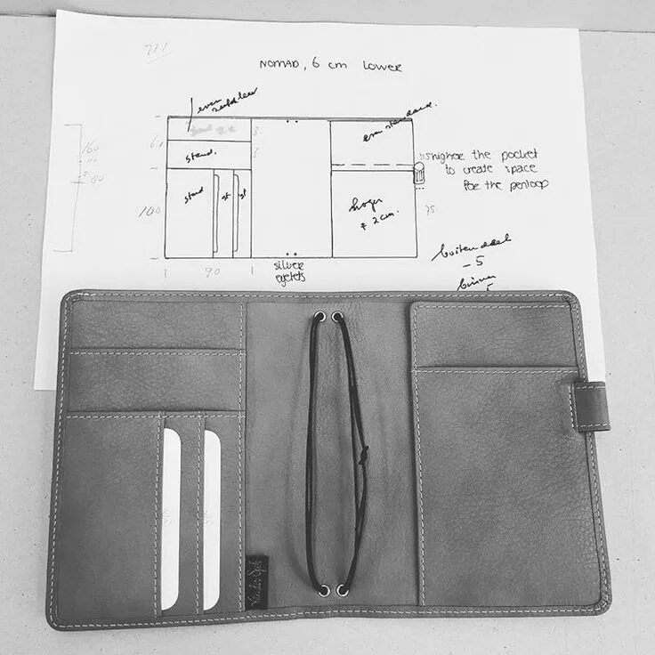 Портмоне мужское выкройка From sketch to product #custommade #nomad #midoritravelersnotebook #leather #van