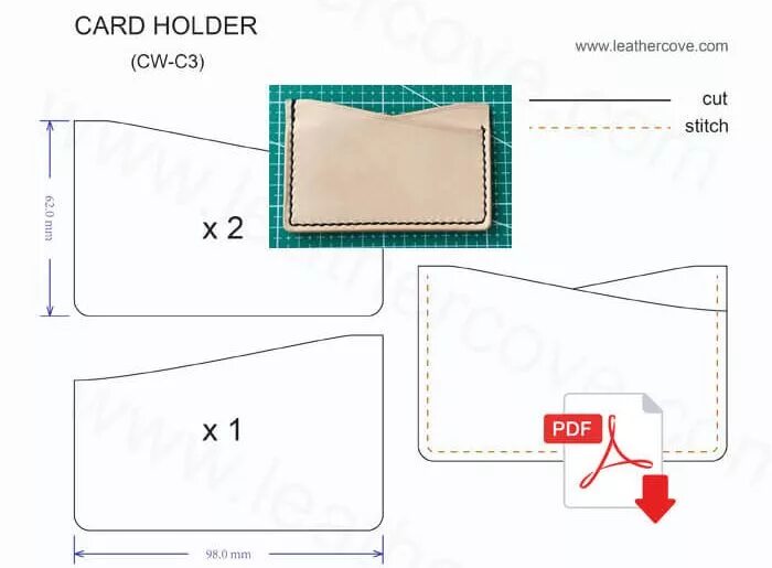 Портмоне своими руками выкройки Printable Leather Card Holder Template - Printable Templates Free