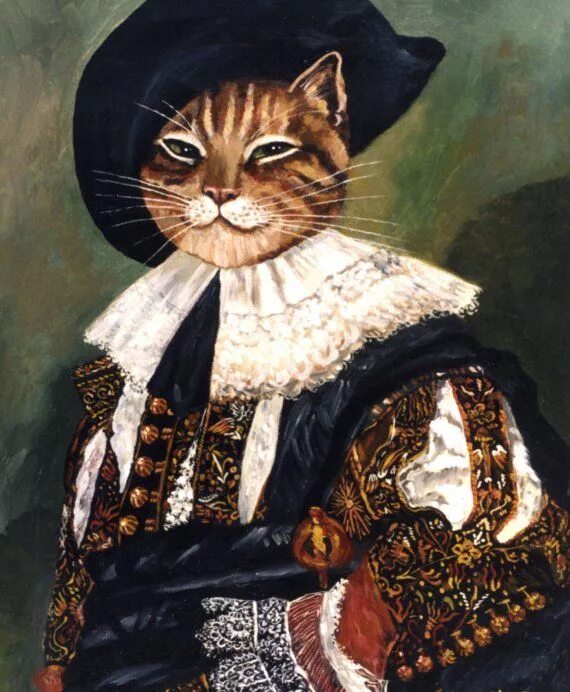 Портрет кота фото Hals cavalière chat félin Portrait riant par Nancy Weinberg peinture charme Anim