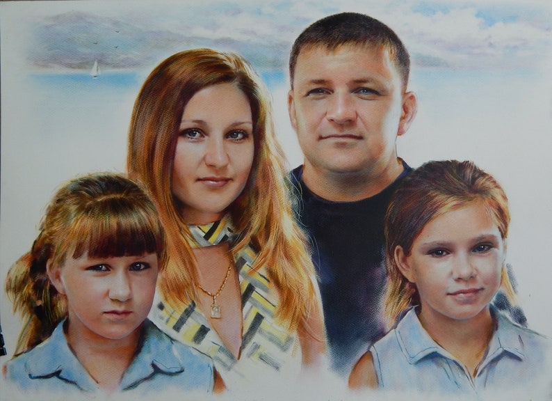 Портрет на заказ по фото курск Custom Oil Painting Portrait From Photo Family Portrait Etsy