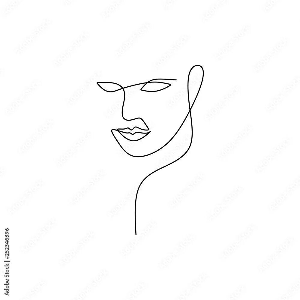 Портрет одной линией онлайн по фото бесплатно Abstract face continuous one line drawing vector illustration minimalism style o