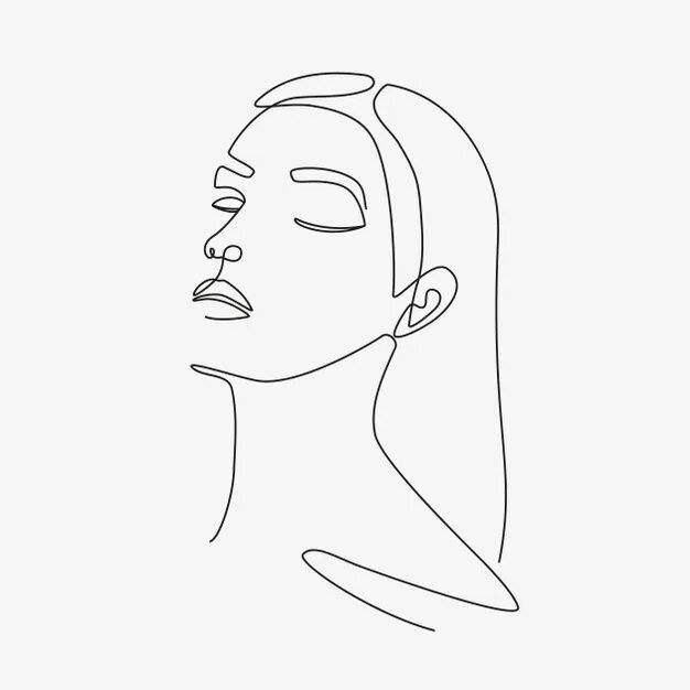 Портрет одной линией онлайн по фото бесплатно Premium Vector Woman minimal hand-drawn illustration. One-Line style drawing. Es