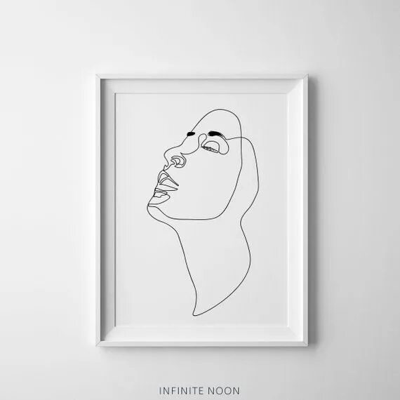 Портрет одной линией по фото One Line Minimal Female Face Line Printable Illustration, Feminine Simple Line D