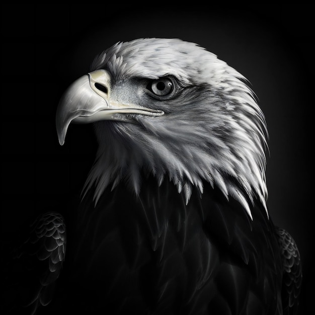 Портрет орла фото Eagle portrait on black background square composition Premium AI-generated image