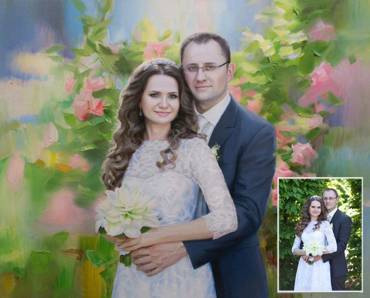 Портрет по фото на холсте ярославль Painting from photoWedding portraitOil painting on Etsy