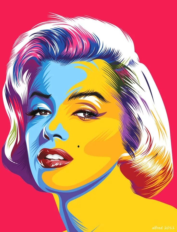 Портрет поп арт пол фото Marilyn Monroe (pop art) Menggambar Vektor Marilyn monroe pop art, Pop art portr