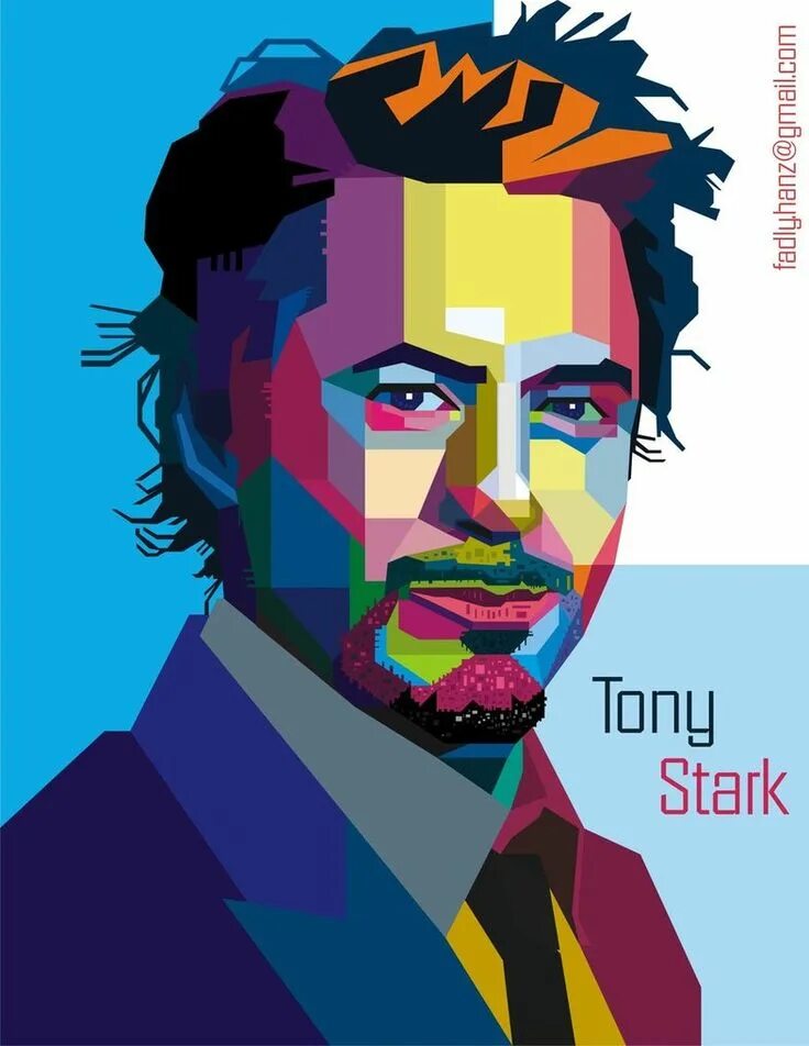 Портрет поп арт пол фото Tony Stark in WPAP by sangpendosa on DeviantArt Wpap art, Lion illustration, Pop