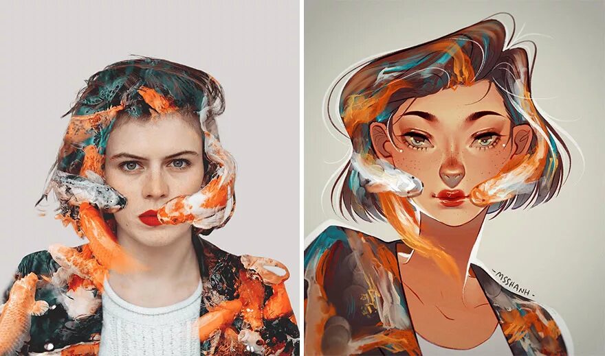 Портрет в стиле фото арт 16 Artists To Draw My Portrait Photos In Their Style - TWBLOWMYMIND