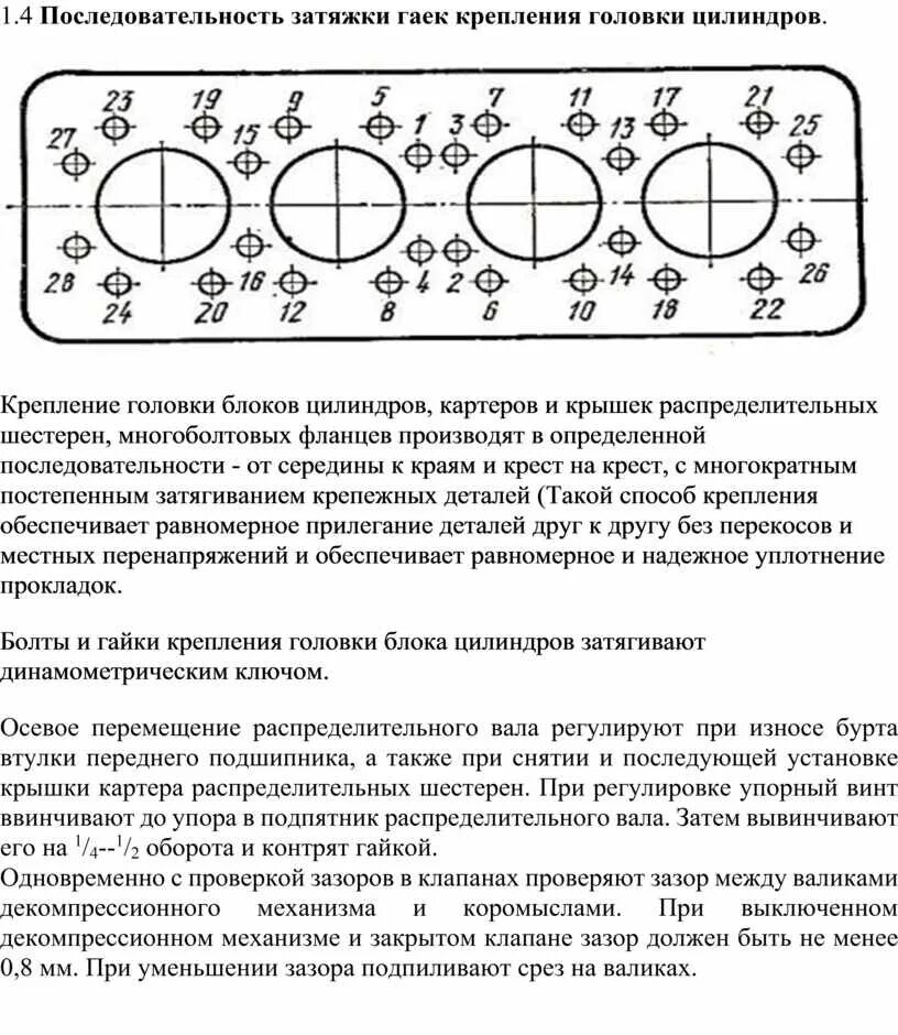 Порядок и момент затяжки гбц 402 Каков порядок затяжки болтов головки блока цилиндров?