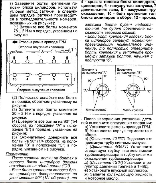 Порядок и момент затяжки гбц 406 Что то пошло не так (часть 2) - Mitsubishi Space Wagon (3G), 2,4 л, 1998 года по