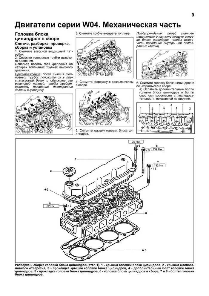 Порядок и момент затяжки гбц хино 700 Купить книгу Hino двигатели W04, W06. Руководство по устройству, техническому об