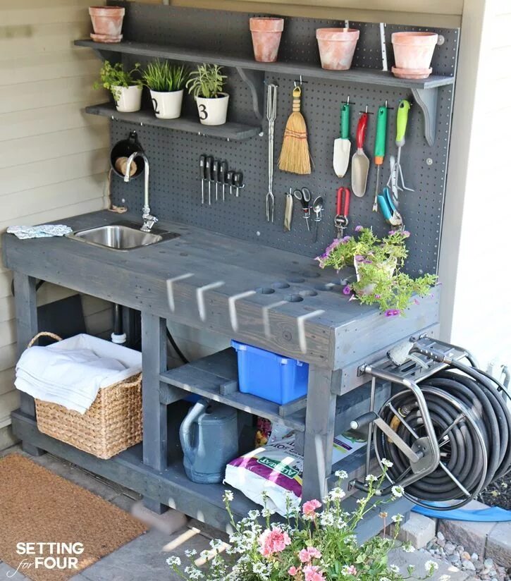 Порядок на даче своими руками Make it! DIY Potting Bench with Sink Outdoor potting bench, Potting bench with s