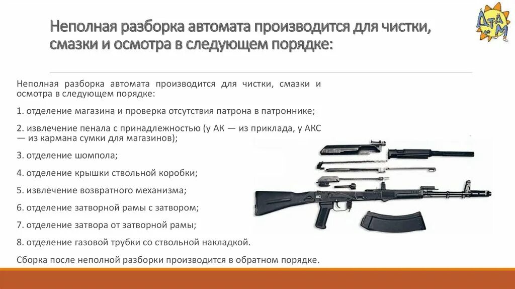 Порядок неполной разборки автомата калашникова 47 Картинки РАЗБОРКА АК 74 ПОСЛЕДОВАТЕЛЬНОСТЬ