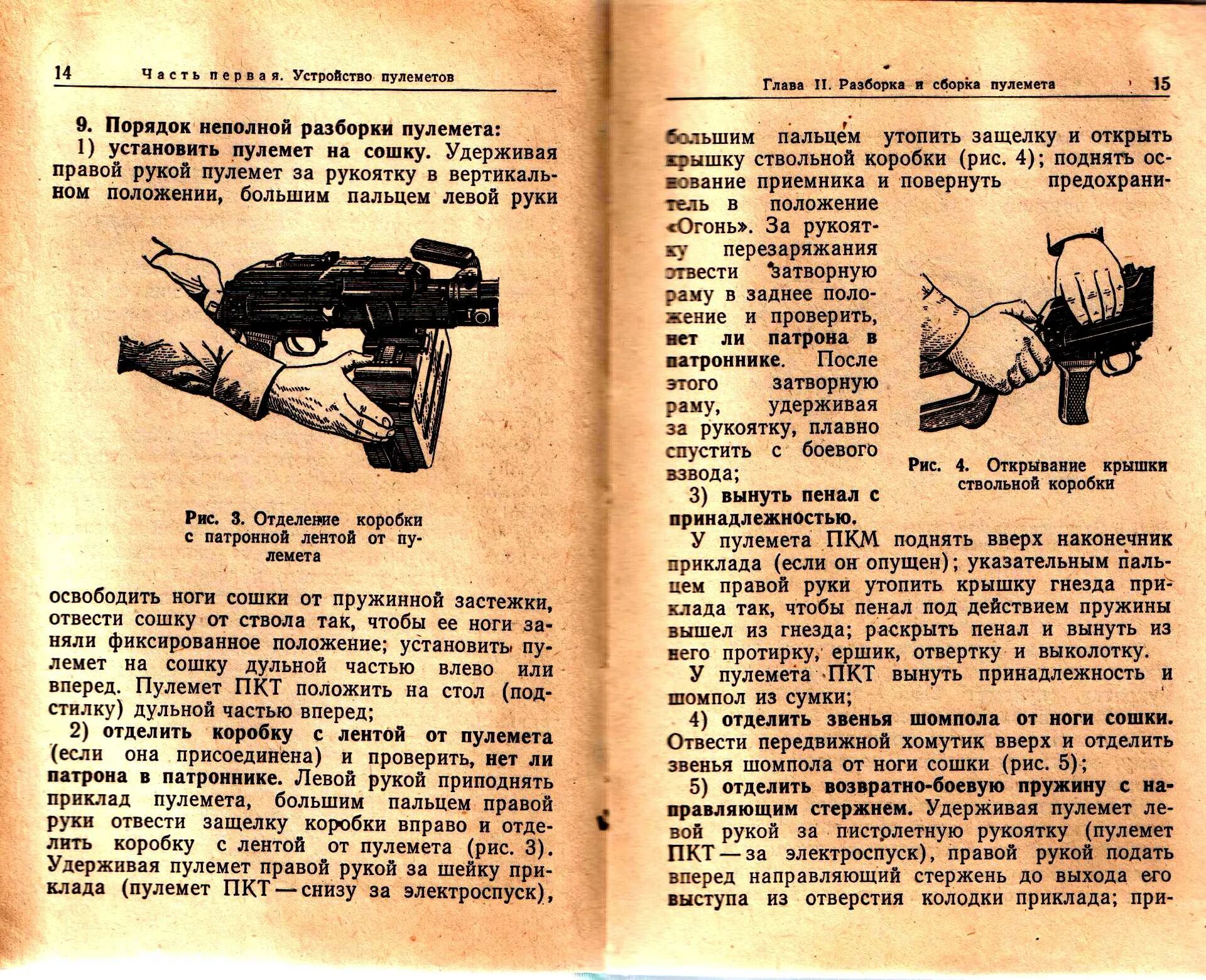 Порядок неполной разборки пулемета Руководство пк, пкм, пкс, пкм, пкб (1979 г.) : Литература по оружию