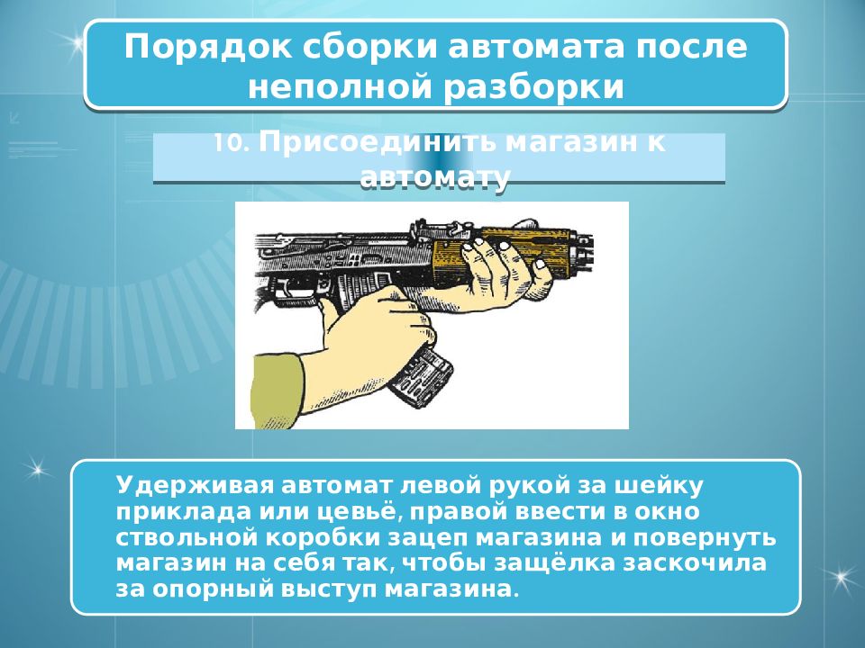 Порядок неполной сборки автомата Порядок неполной разборки и сборки ак