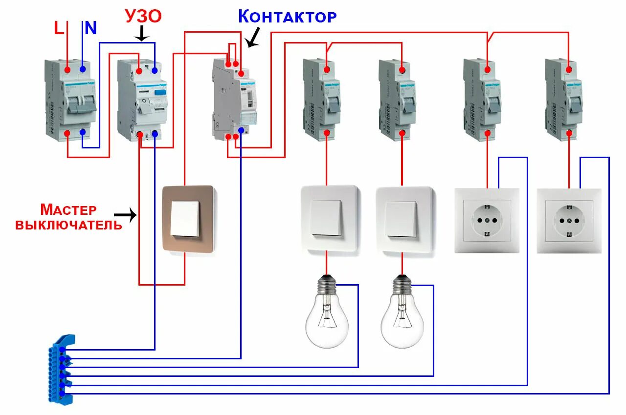 Порядок подключения дом Схема подключения мастер выключателя