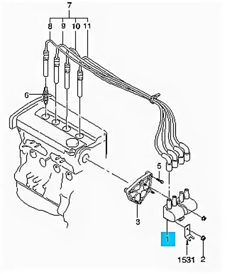 Порядок подключения свечей зажигания Бронепровод, модуль зажигания, свечи. Chevrolet Rezzo. Электрооборудование