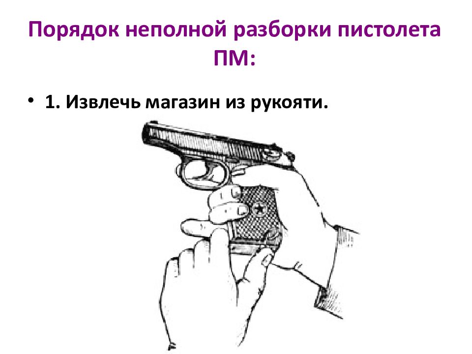 Порядок полной разборки пистолета Порядок разборки сборки пистолета: найдено 88 изображений