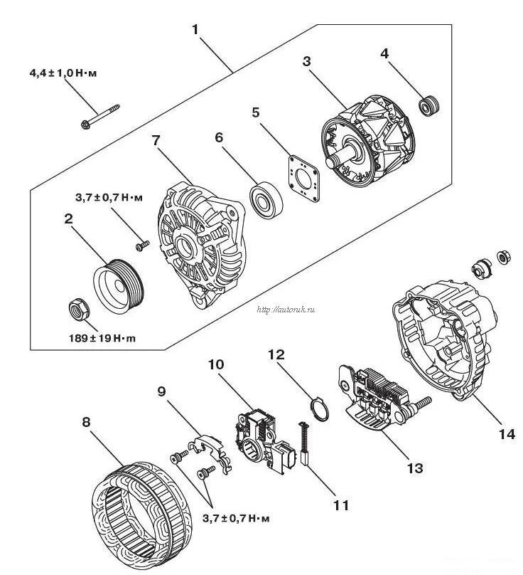 Порядок разборки генератора Battery charger or electrical supply faulty - Peugeot 307, 1,6 л, 2007 года поло