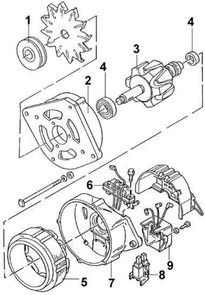 Порядок разборки генератора Disassembly and assembly of the generator (Electrical equipment / Power devices 