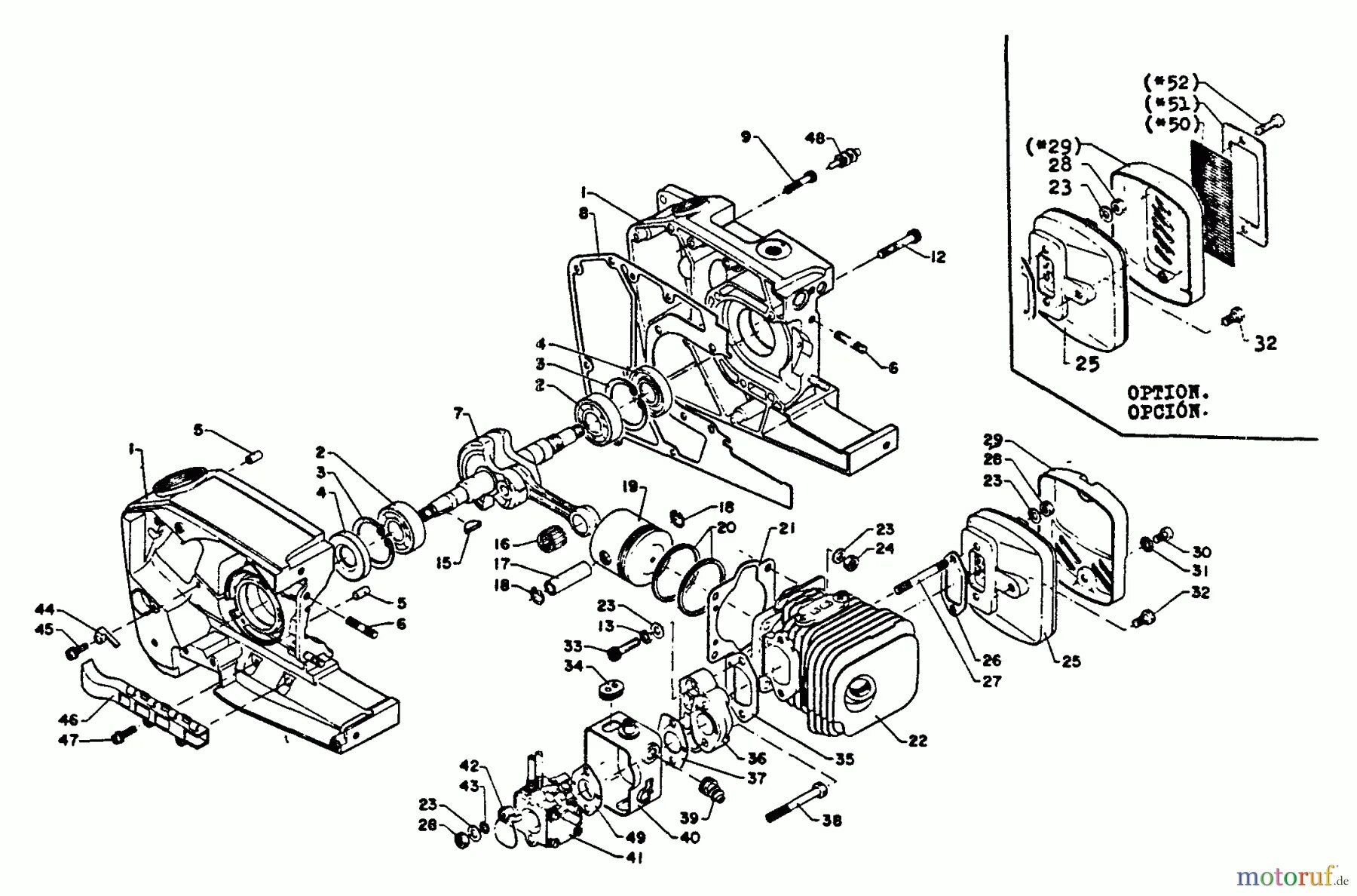 Порядок разборки и сборки бензопилы echo cs260tes Echo Sägen, Kettensägen CS-452VL - Echo Chainsaw Engine, Intake, Exhaust, Crankc