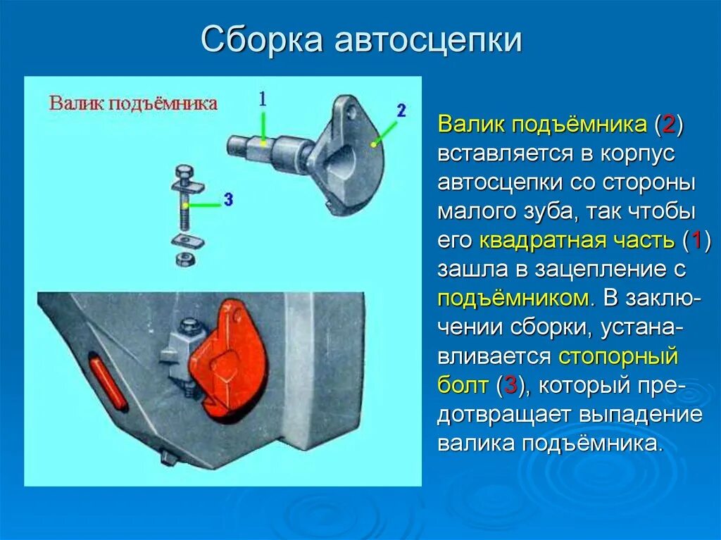 Порядок разборки и сборки механизма автосцепки Автосцепка СА - 3 - презентация онлайн