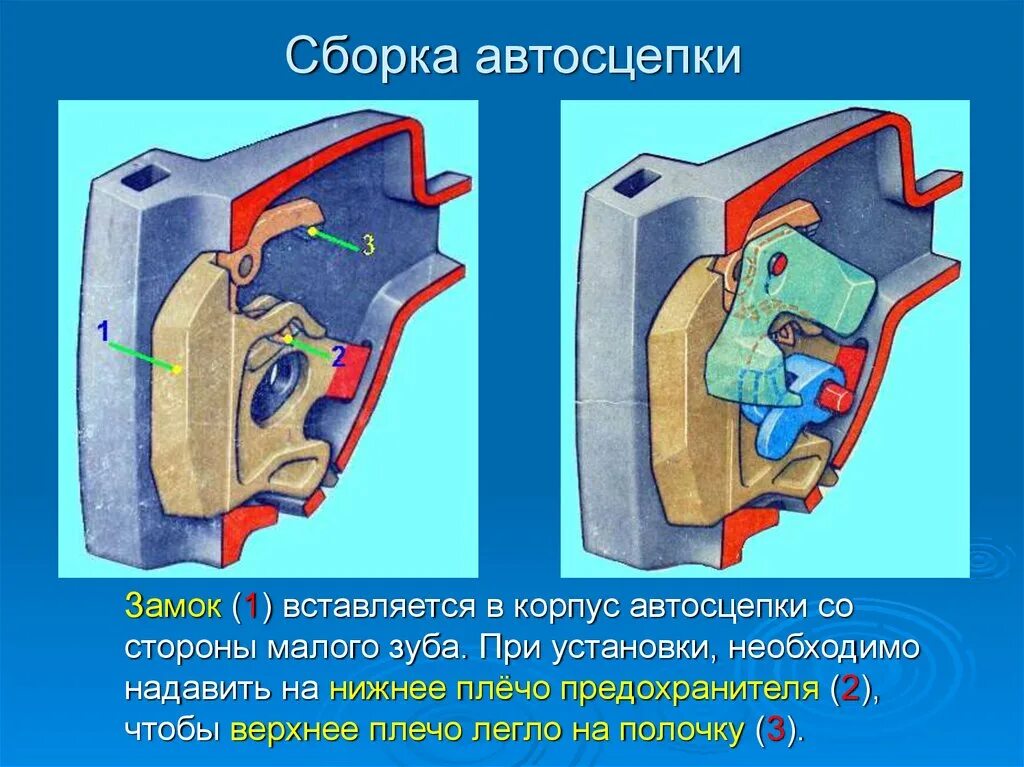 Порядок разборки и сборки механизма автосцепки Большой и малый зуб автосцепки