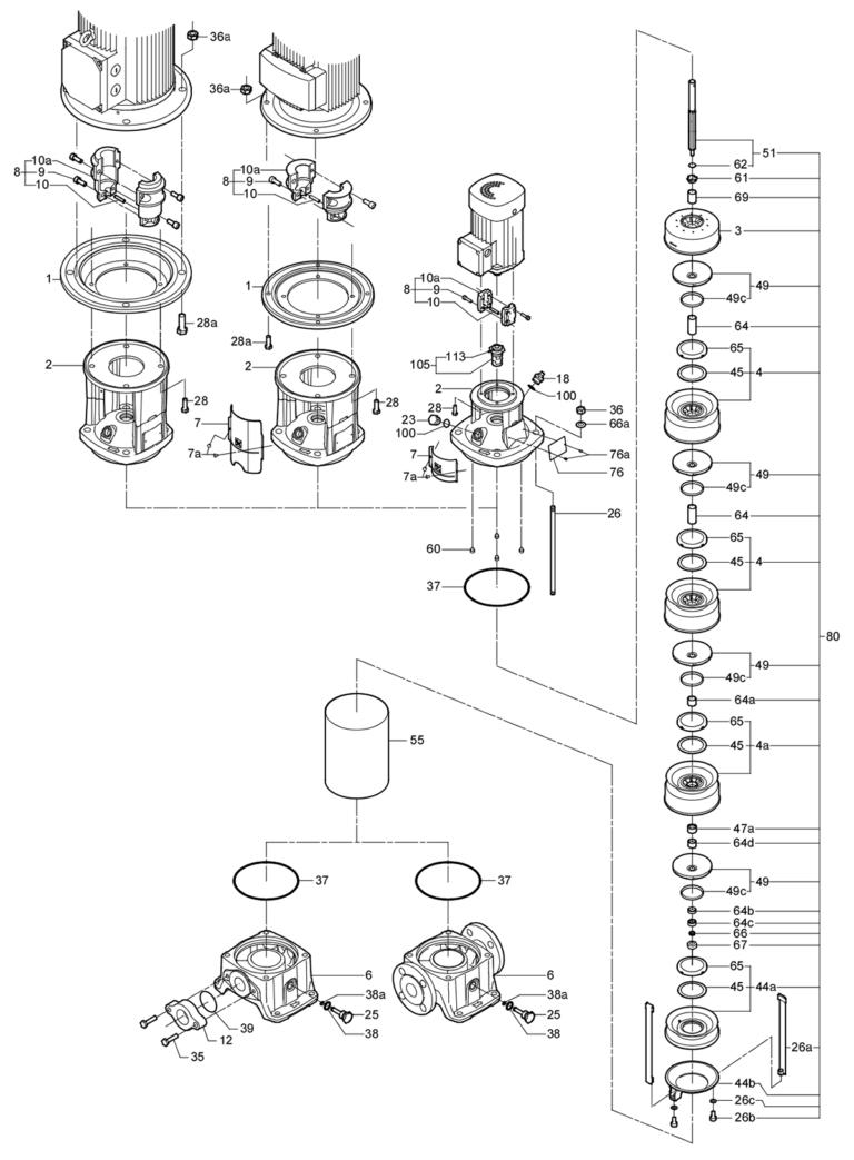 Порядок разборки и сборки насосов Насос Grundfos CR 20-2 A-A-A-E-HQQE артикул: 96500187