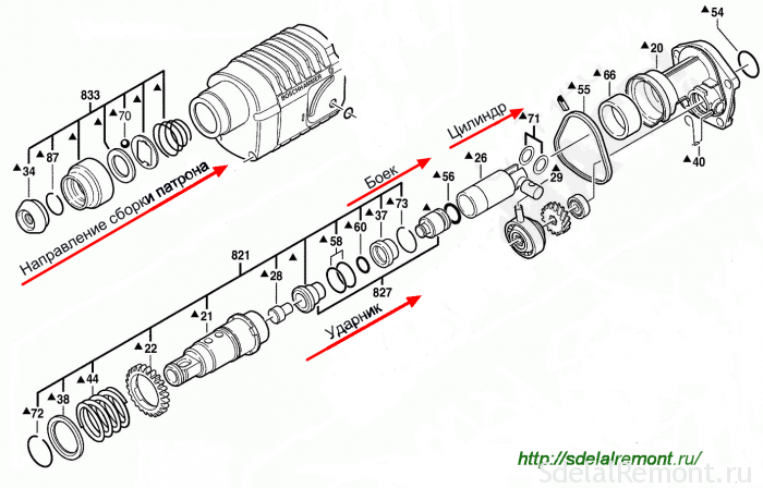 Порядок разборки перфоратора макита How to properly lubricate and assemble the punch Bocsh