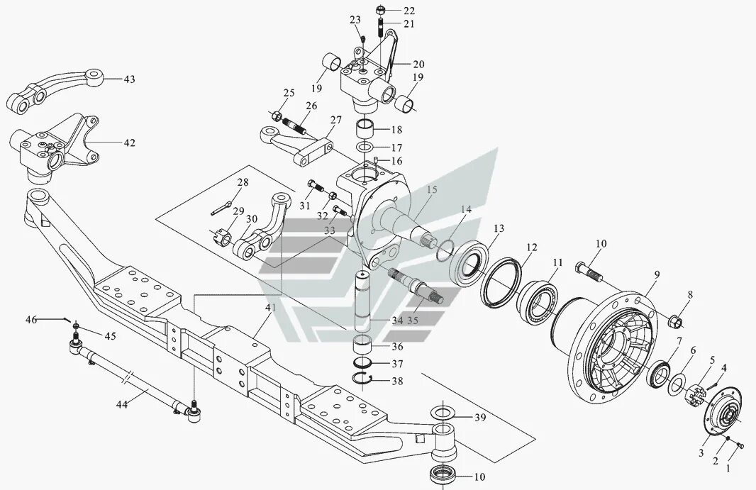 Порядок разборки шкворней на шахмане х3000 Передняя ось MAN-F2000 (SX3254JS384) (Чертеж № 97: список деталей, стоимость зап