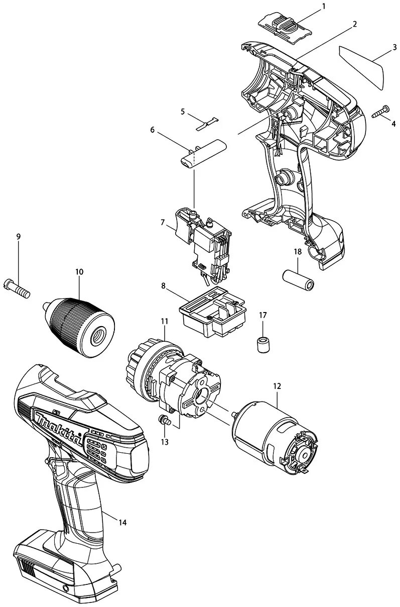 Порядок разборки шуруповерта макита Запчасти для шуруповерта Makita DF457DWLE