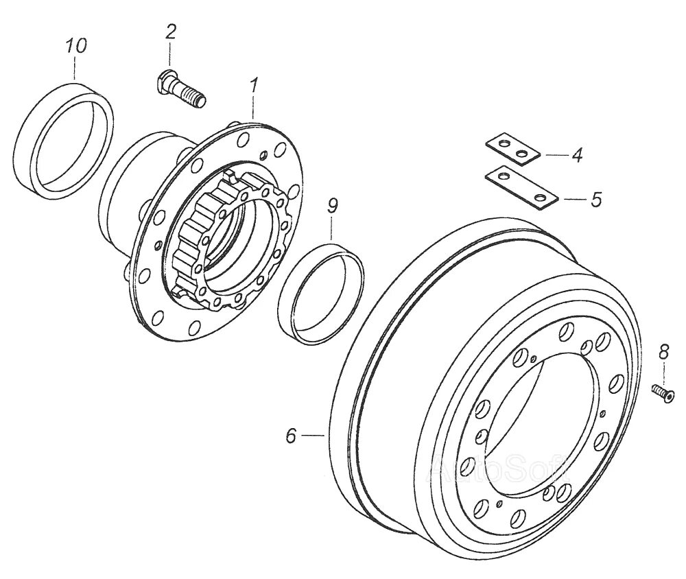 Порядок разборки ступицы заднего колеса камаз 43118 43114-3103010-10 Ступица колеса с барабаном тормоза КамАЗ-43261 (Евро-1, 2) (Чер