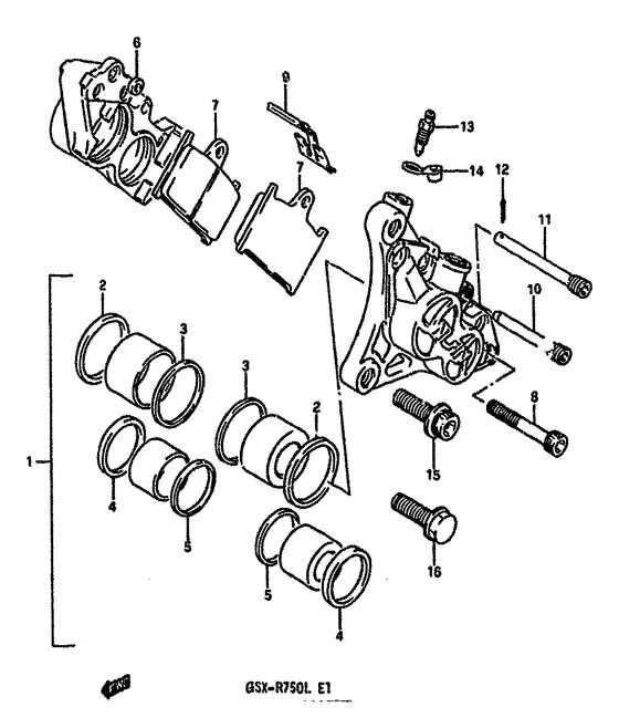 Порядок разборки суппорта сузуки аэрио Передний тормозной суппорт для Suzuki GSX-R750, год: 1988. OEM запчасти - Мегази